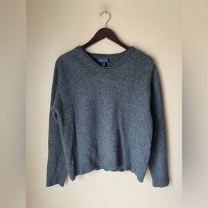 LOGG Lambs Wool Neutral Gray V Neck Sweater